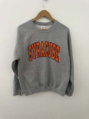 Gildan Syracuse University Orange Crewneck Sweatshirt Gray Heather